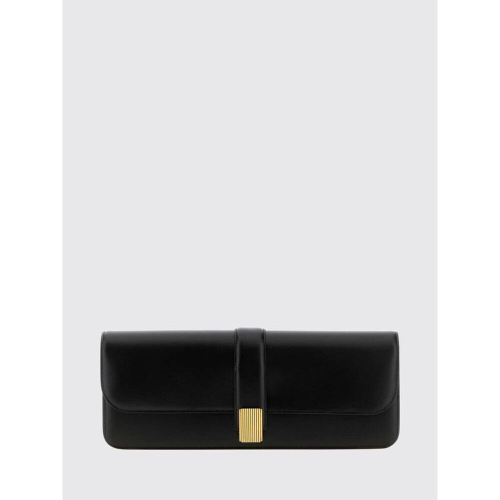 Khaite Women Khaite Blake Leather Clutch With Snap Closure And Laminated Logo